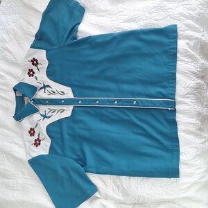 Scully Western Teal Pearl Snap Button-Up Shirt